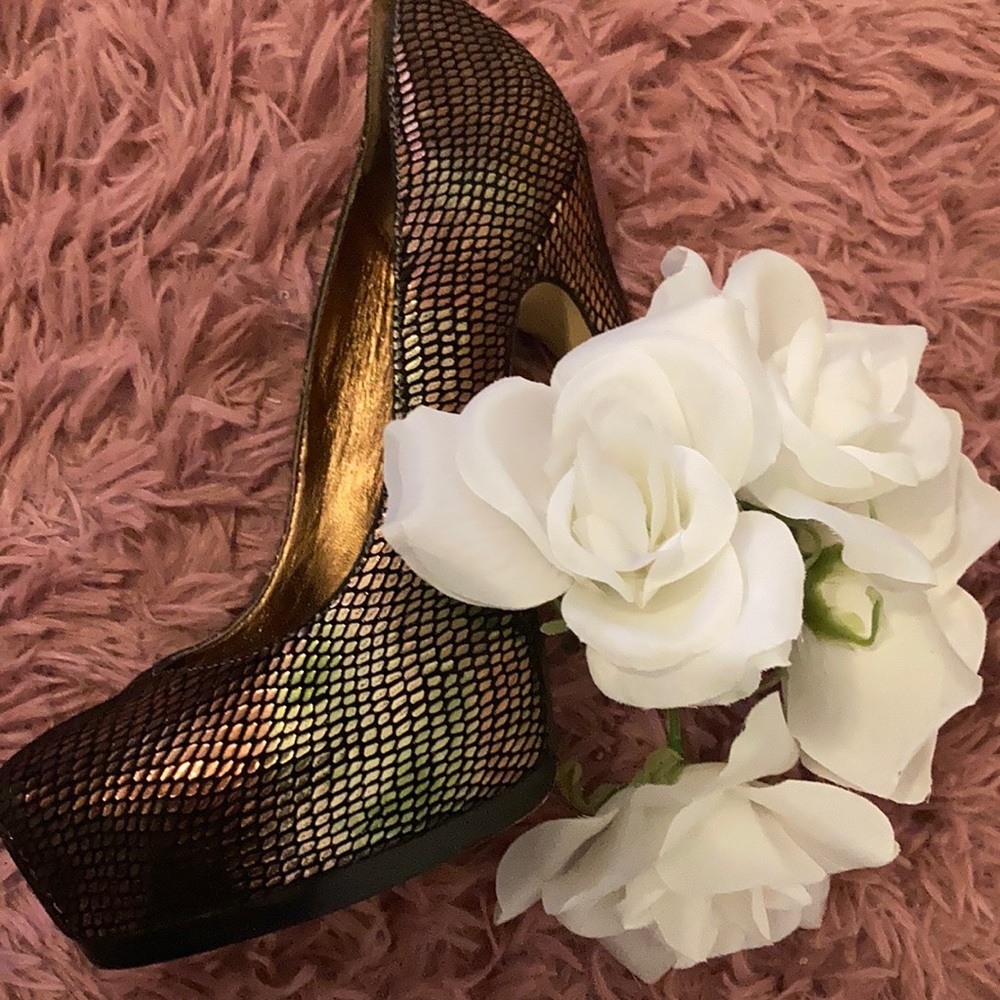 Gold snake skin Madonna Truth or Dare high heels